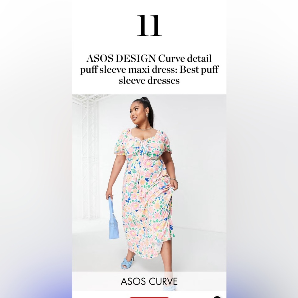 Asos Design Floral Puff Sleeve Dress Plus Size US 22 UK 26
